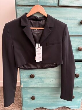 Cropped Black Blazer Jacket Zara